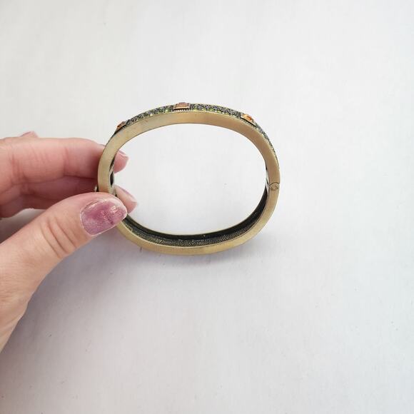 Heidi Daus Bangle Bracelet Hinge Old Gold Purple Cognac Crystal Age Of elegance - Picture 2 of 12